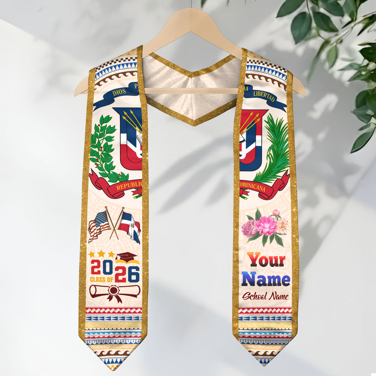 Personalized Dominican Graduation Sash Dominicana Stole, Class of 2026 Grad Gift