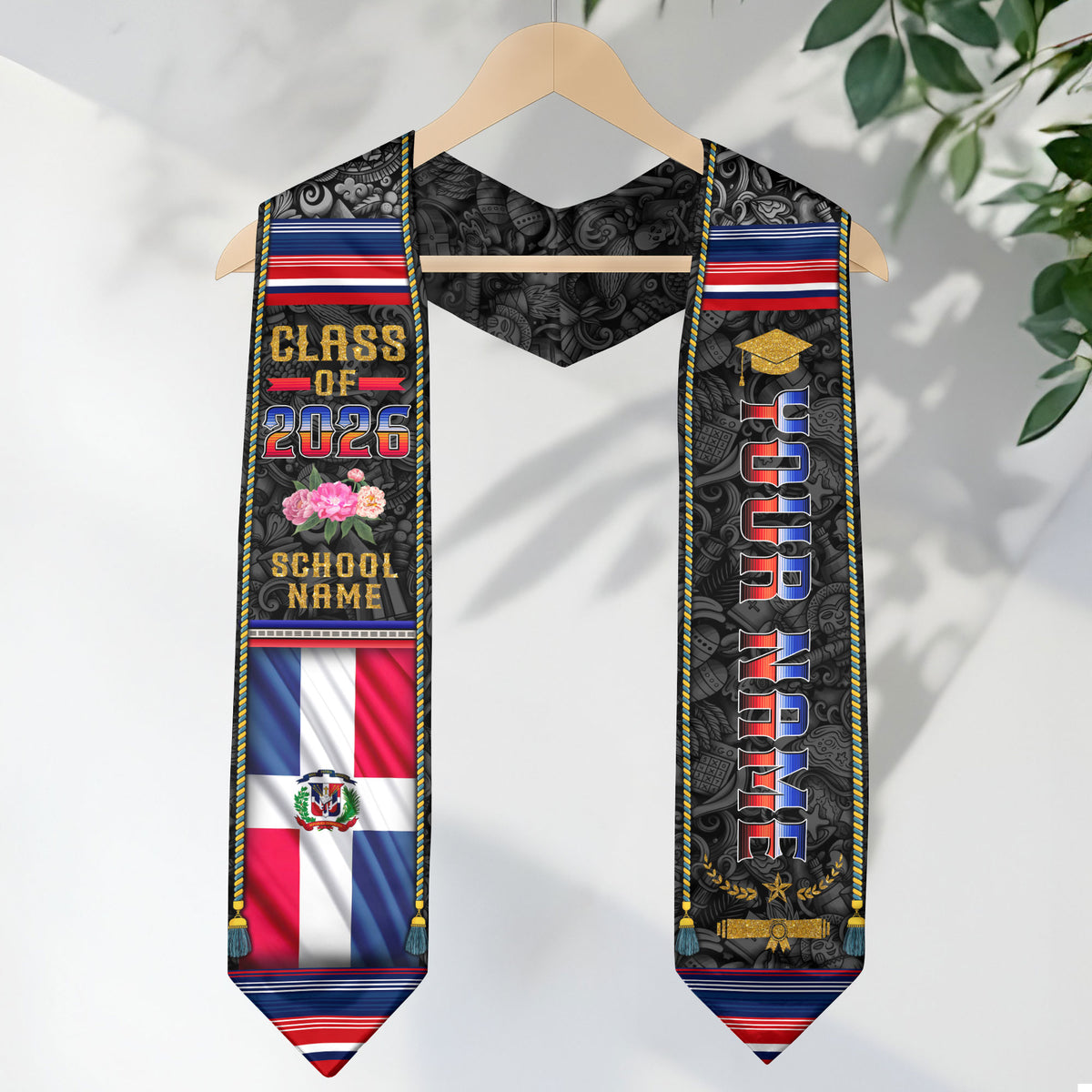 Dominican Flag Graduation Stole, Custom Dominicana Grad Sash, Class of 2026 Graduate
