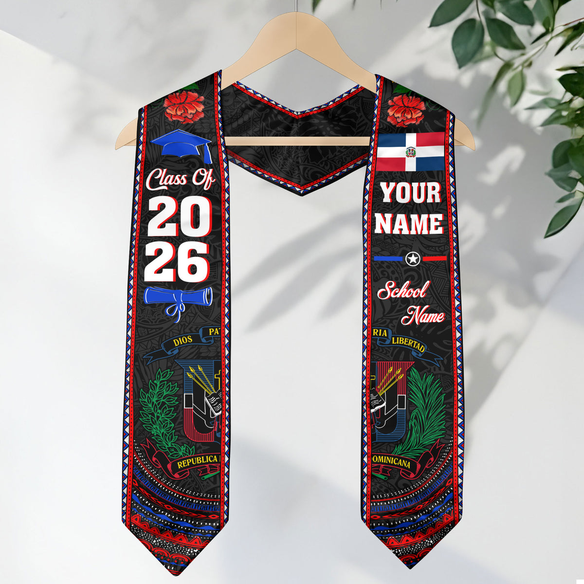 Custom Dominicana Grad Sash, DR Caribe Graduation Stole, Class of 2026 Dominican Graduate