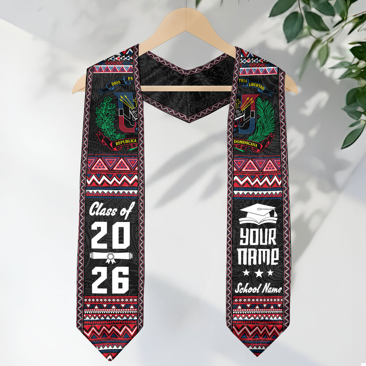 Custom Dominican Stole, DR Caribe Graduation Grad Sash Gift, Class of 2026 Senior Graduate