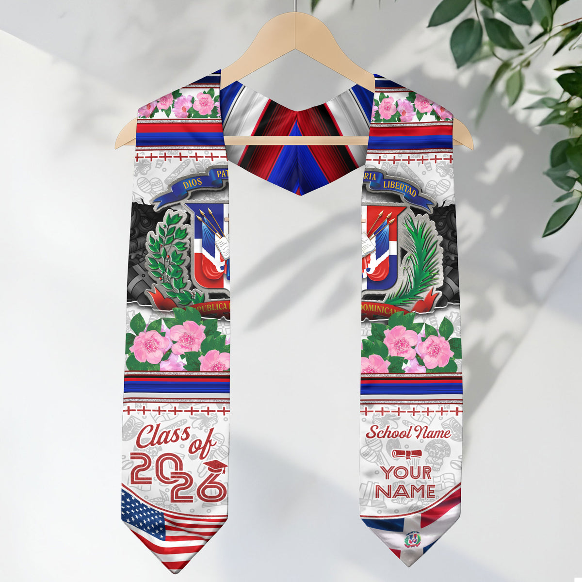 Custom Dominican Floral Stole Graduation Grad Sash, Class of 2026 Graduate Senior Gift