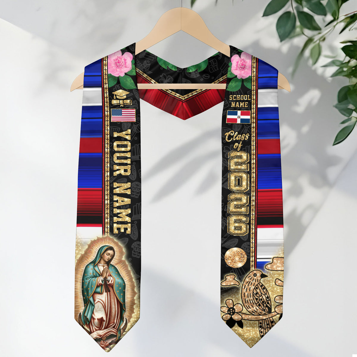Custom Dominican Grad Sash Floral Stole Graduation, Class of 2026 Graduate Senior Gift
