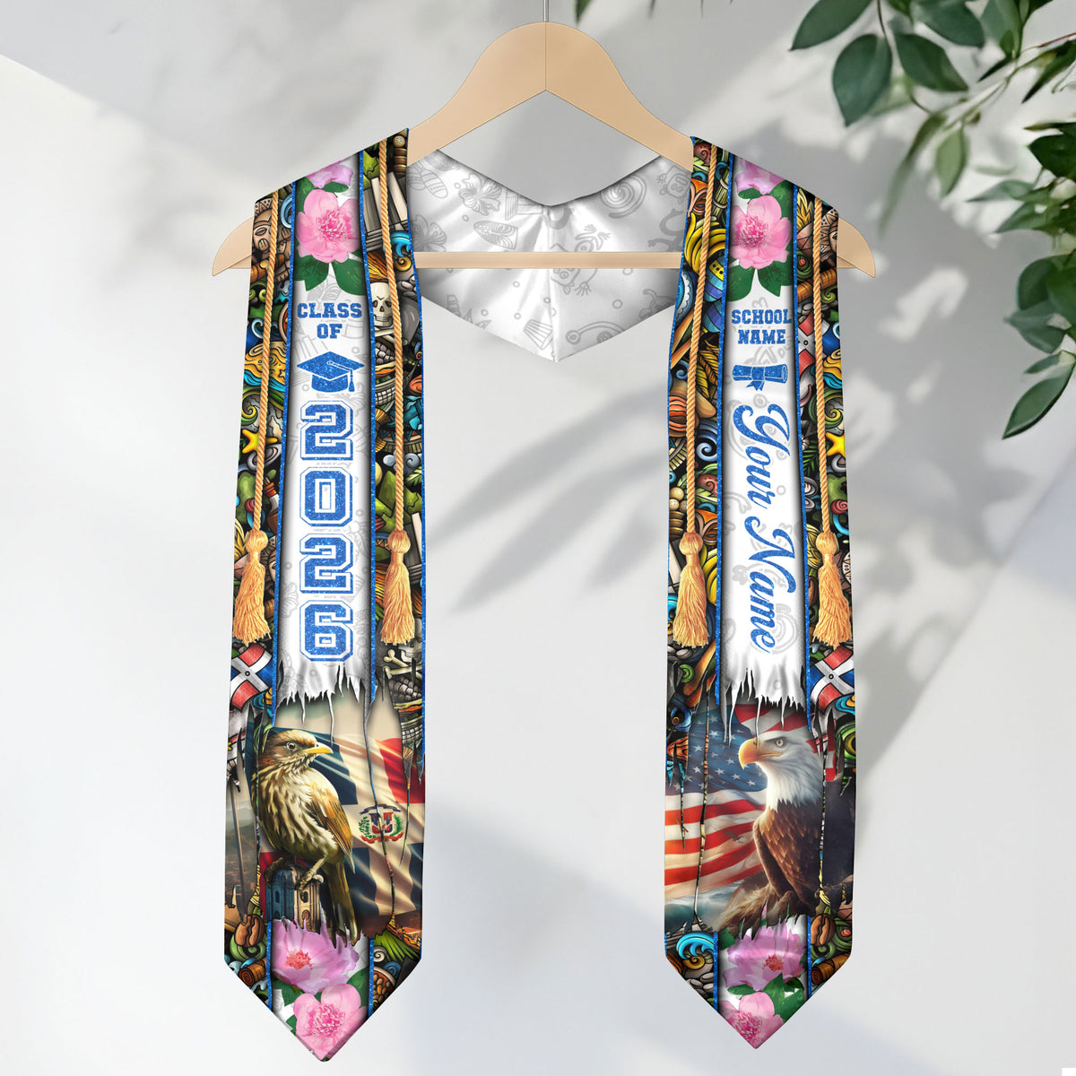 Personalized Dominicana Graduation Grad Sash Floral Stole, Class of 2026 Dominican Graduate