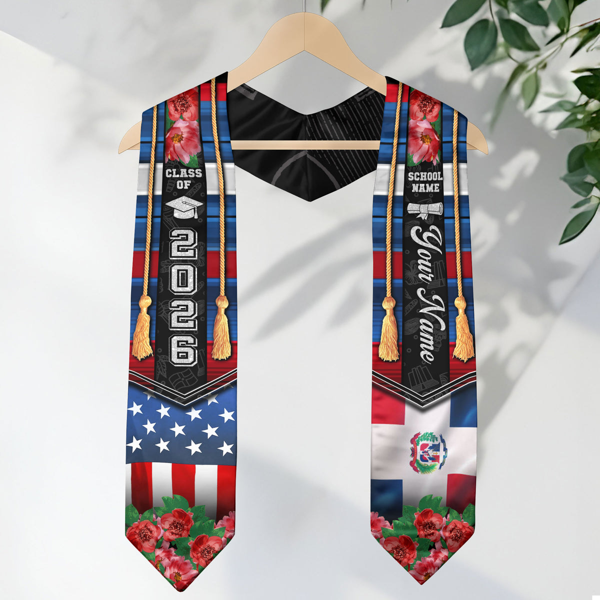Dominican Graduation Floral Stole Custom Grad Sash, Class of 2026 Graduate Senior Gift