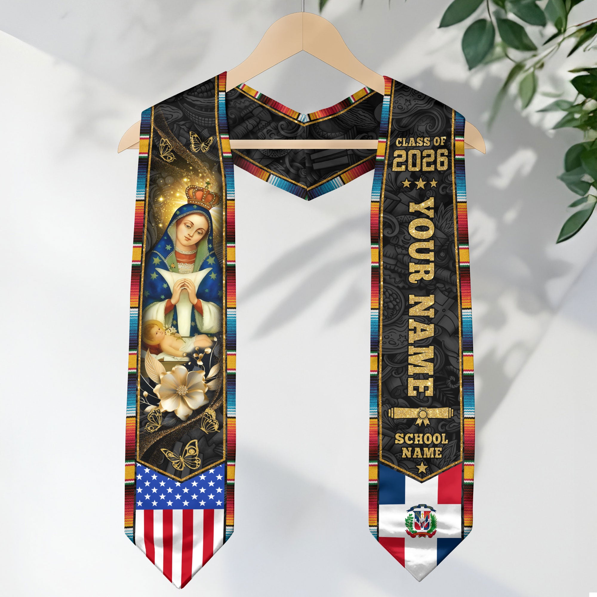 Dominican American Graduation Sash Custom Dominicana Grad Stole, Class of 2026 Graduate