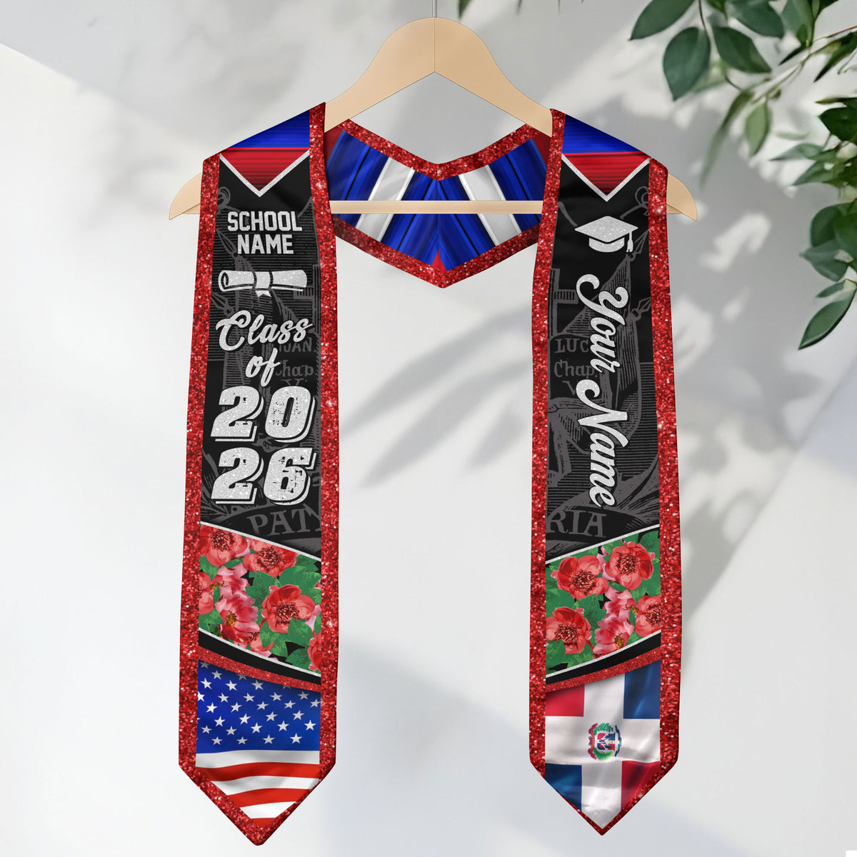 Dominican Floral Stole Graduation Grad Sash Custom, Class of 2026 Graduate Senior Gift